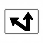 Go straight or left exit route sign, decals stickers
