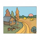 Isolated farm at sunset, decals stickers