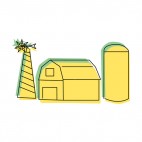 Windmill with barn and silo, decals stickers