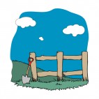 Farm fence with shovel, decals stickers