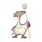 Goose holding fork, decals stickers