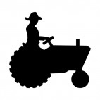 Men driving tractor, decals stickers