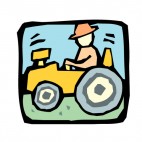 Farmer driving tractor, decals stickers