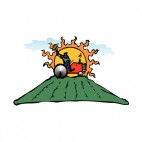 Farmer on tractor with sunset , decals stickers