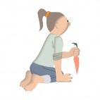 Girl picking up carrot, decals stickers