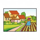Houses with scarecrow, decals stickers