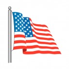 United States flag on a pole waving, decals stickers