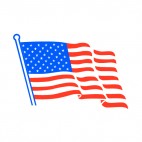 United States flag on a pole waving, decals stickers