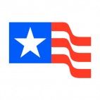 United States flag waving One star, decals stickers
