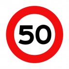 50 km per hour speed limit sign , decals stickers