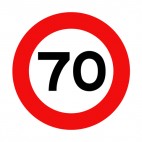 70 km per hour speed limit sign , decals stickers