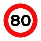 80 km per hour speed limit sign , decals stickers