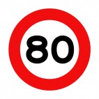 80 km per hour speed limit sign , decals stickers