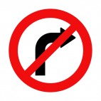 No right turn allowed sign , decals stickers