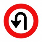 No u-turn allowed sign, decals stickers