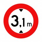 No vehicles over height shown sign, decals stickers