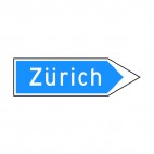 Going to Zurich turn right sign , decals stickers