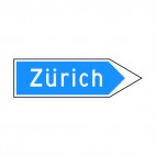 Going to Zurich turn right sign , decals stickers