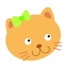 Brown cat with green tie smiling, decals stickers