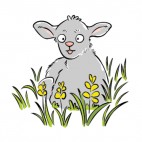 Lamb laying down in grass field, decals stickers