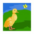 Chick with yellow butterfly, decals stickers