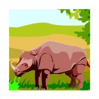 Rhinoceros in scrubland, decals stickers