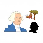United States George Washington tree cutting & portrait, decals stickers