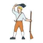 United States Minuteman screaming and holding hat , decals stickers