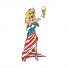 United States Miss Liberty with US flag around her, decals stickers
