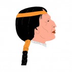 Native American woman face with pony tail, decals stickers