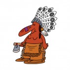 Native American holding axe, decals stickers