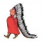 Native American with long feathers hat , decals stickers