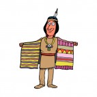 Native American holding blankets, decals stickers