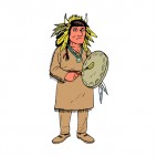 Native American playing tambourine, decals stickers
