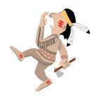 Native American with axe in his hand dancing, decals stickers