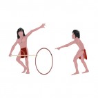 Native American boys playing netted hoop, decals stickers