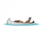 Native American carrying fur on canoe, decals stickers