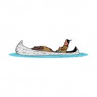 Native American carrying fur on canoe, decals stickers
