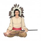 Native American chief sitting down with gun, decals stickers