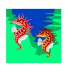 Red and orange seahorses, decals stickers