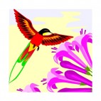 Hummingbird near purple flower, decals stickers
