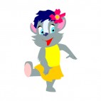 Mouse with yellow dress dancing, decals stickers
