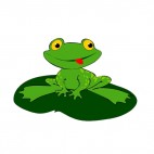 Frog pulling tongue sitting on water lily, decals stickers