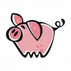 Pig with twirled tail, decals stickers