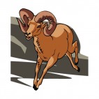 Brown ram running, decals stickers