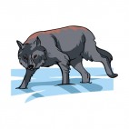 Grey wolf walking trough snow, decals stickers