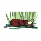 Beaver eating tree trunk , decals stickers