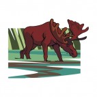 Moose walking through water, decals stickers