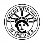 United States Packed With Pride In the USA logo, decals stickers