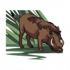Brown wild boar sniffing ground, decals stickers